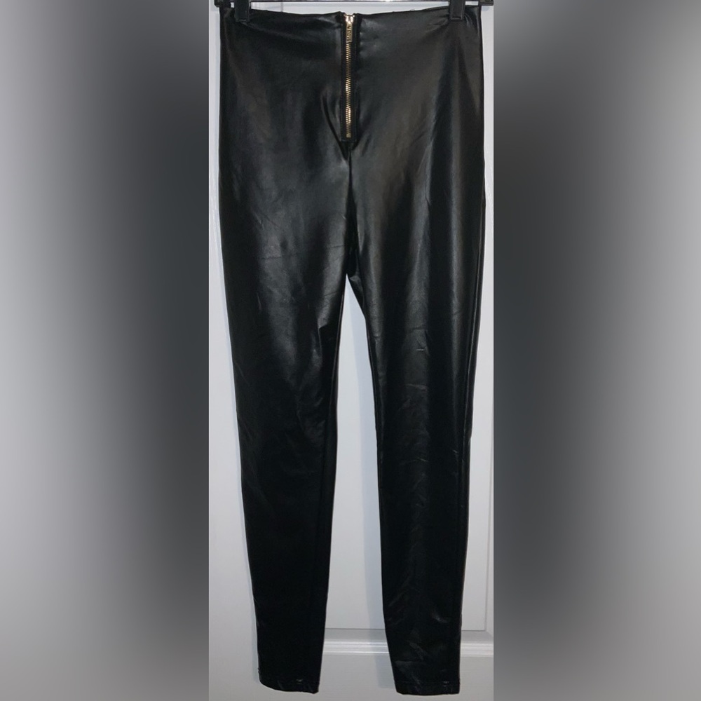 SHEIN Black Faux Leather High Waist Leggings XS